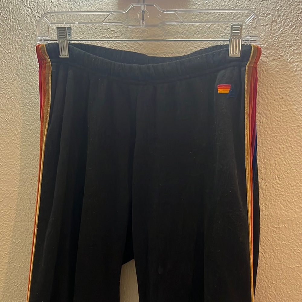 Aviator nation rate sweatpants with velvet stripes
